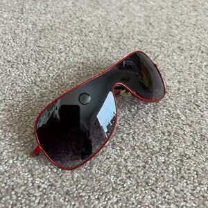 Ray-Ban Sunglasses Retro Wrap Round Shield Red Chrome Frames AF600 60 15 135